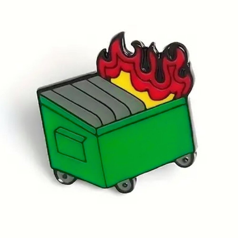 DUMPSTER FIRE OIL DRIPPED ENAMEL PIN LAPEL PIN BROOCH NWT